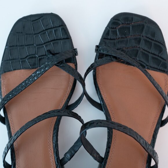 Tory Burch Brooke 35MM Crock Embossed Leather Thin Strap Sandal - Picture 2 of 6